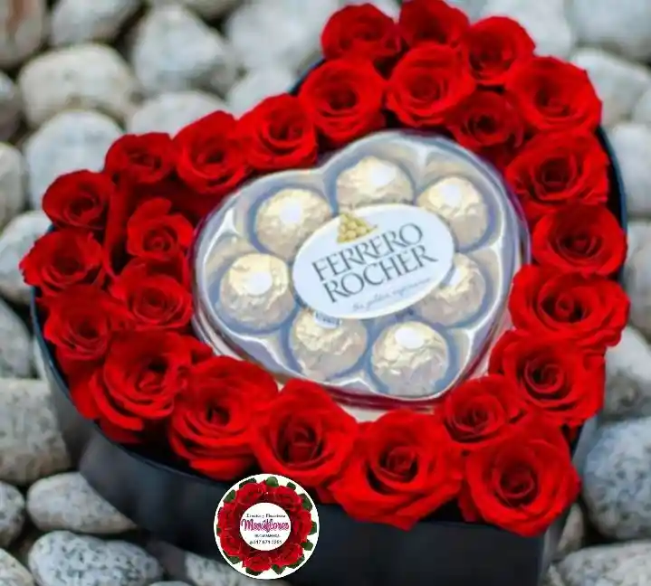 Caja De Rosas Con Chocolates