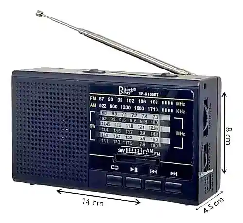 Radio Recargable Portatil Con Panel Solar, Con Am,fm Sw, 8 Bandas, Bluetooth,usb,sd,