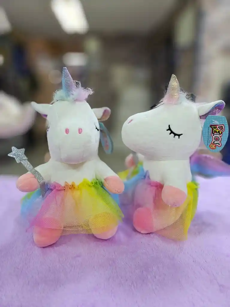 Peluche Unicornio Con Tutu Y Alas Blanco Y Rosado 25cm