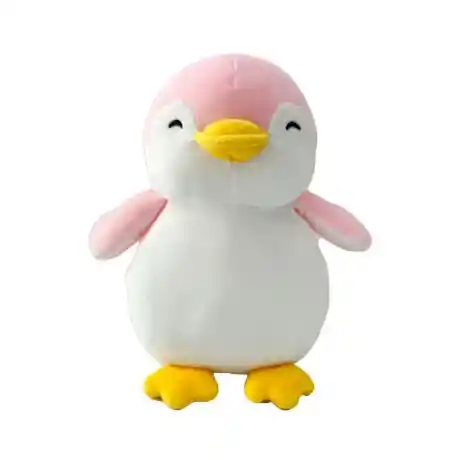 Peluche Pinguino Antiestrés Masmelo Blanco Y Rosado Pequeño 20cm