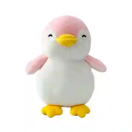 Peluche Pinguino Antiestrés Masmelo Blanco Y Rosado 20cm