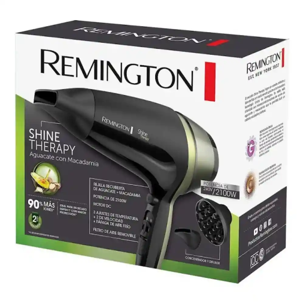 Secador Remington Original Shine Therapy Aguacate Y Macadamia