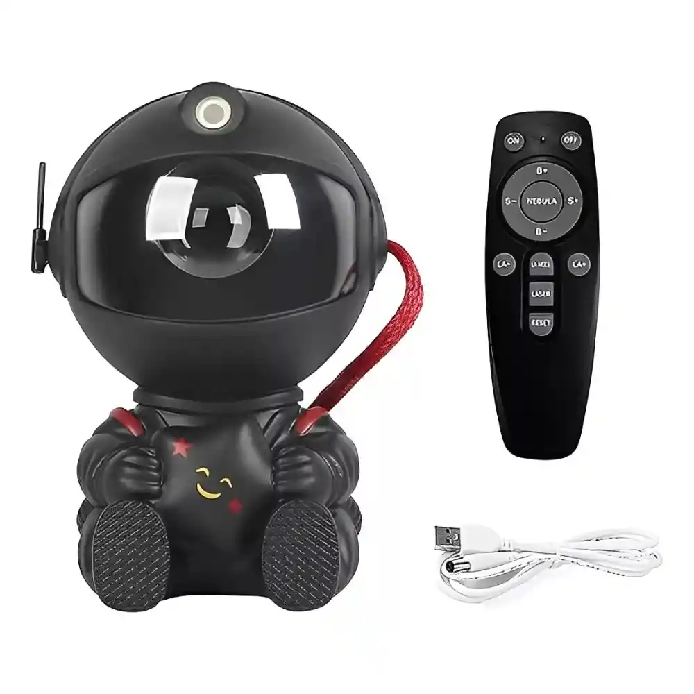 Proyector Astronauta Starry Sky Star Light Galaxy Luz Noctura Negro