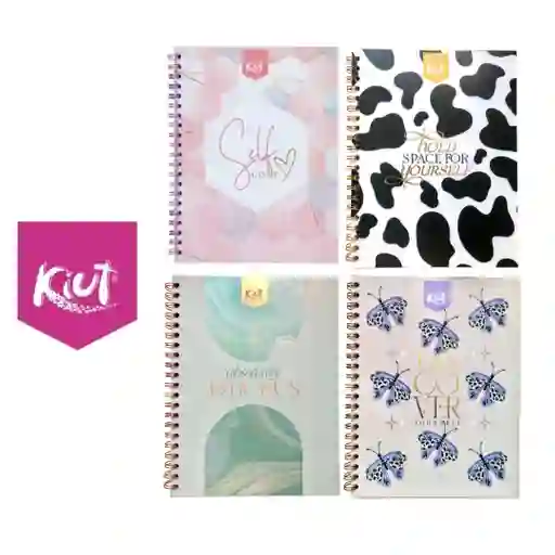 Cuaderno Argollado Mujer Juvenil Pasta Dura Grande Platino Kiut 80 Hojas