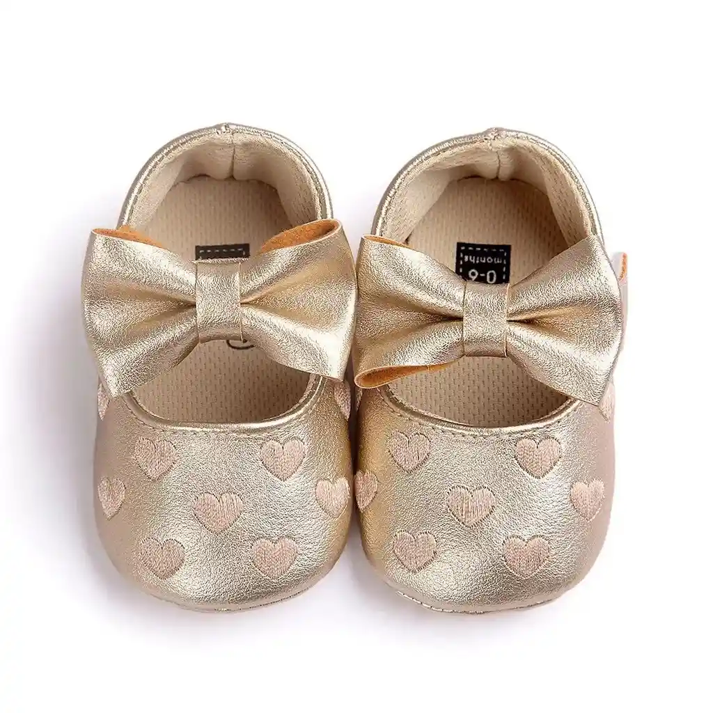 Zapatos Para Bebe Zapaticos Suela Blanda 0-6 M 11 Cm Dorado