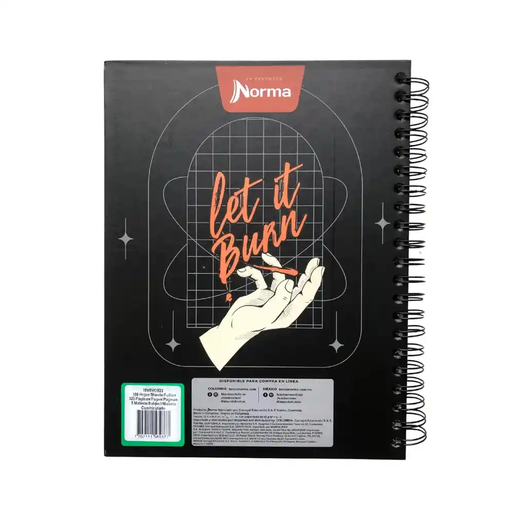 Cuaderno Argollado Hombre Juvenil Cuadriculado Pasta Dura Grande 7 Materias Norma