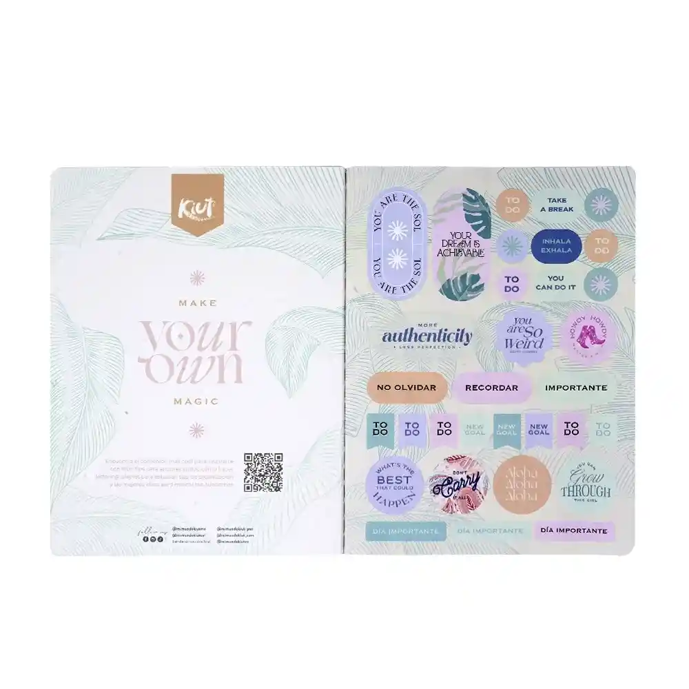 Cuaderno Cosido Niña Juvenil Cuadriculado Stickers Kiut 100 Hojas