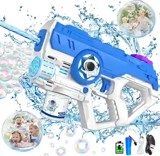 Pistola De Agua Y Burbujas 2 En 1