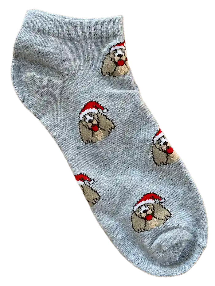 Set De Medias Navideñas Perritos Cocker Y Huellas
