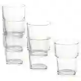 6 Vasos Vidrio Apilables De 170ml Bar Cocina Café Tinto