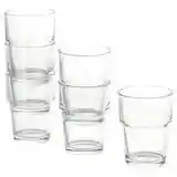 6 Vasos Vidrio Apilables De 170ml Bar Cocina Café Tinto