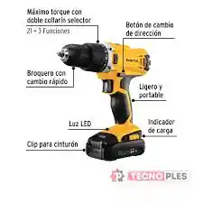 Taladro Destornillador Inalambrico De 1/2" 20v 2 Ah