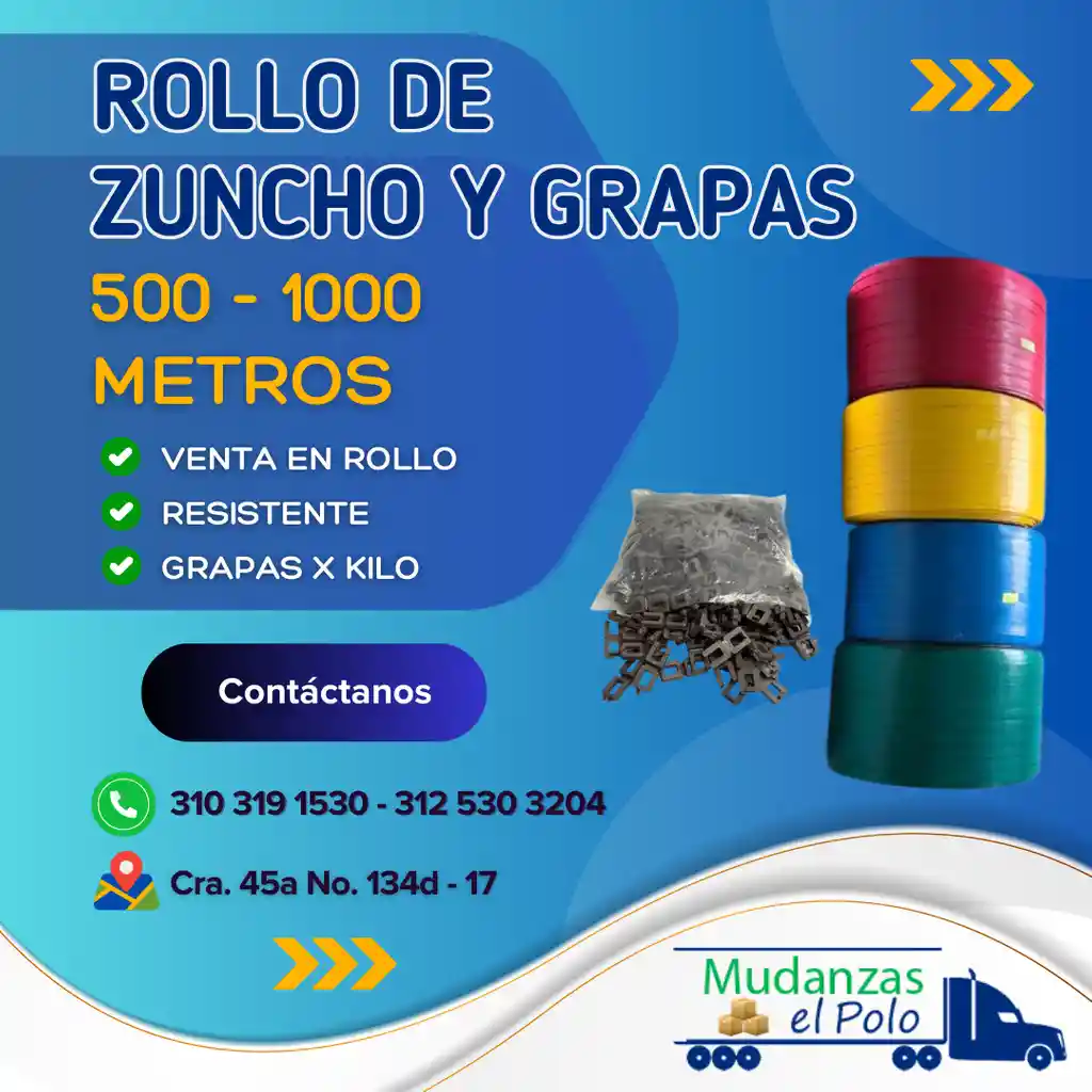 Rollo De Zuncho X 500 Mts + Paquete De 1k De Grapas- Amarre