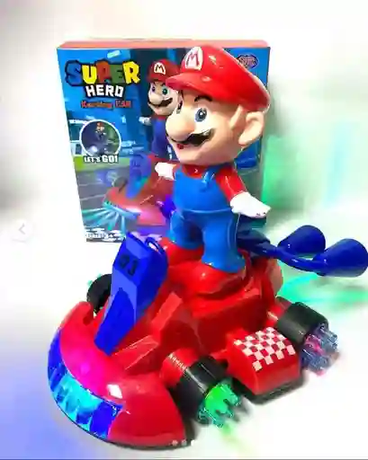 Super Mario Bros Kart Juguete Carro Con Sonido Y Luces Movimiento 360 Grados