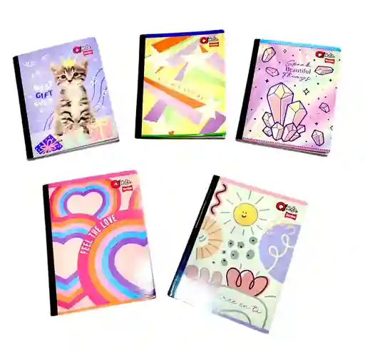 Cuaderno Cosido Rayado 100 Hojas Q'nota Scribe Diseños Surtidos Para Niña
