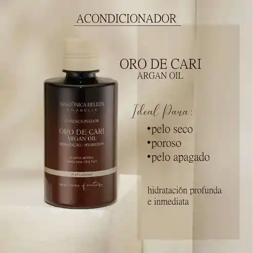 Acondicionador De Hidratación Amazônica Beleza Oro De Cari Argan Oil Conditioner 300ml