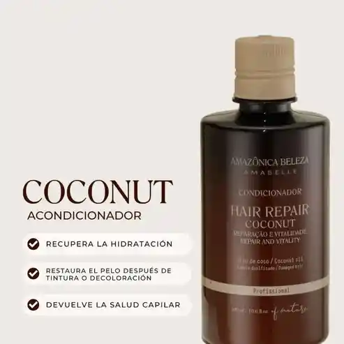 Acondicionador De Reparación Amazônica Beleza Hair Repair Coconut Conditioner 300ml