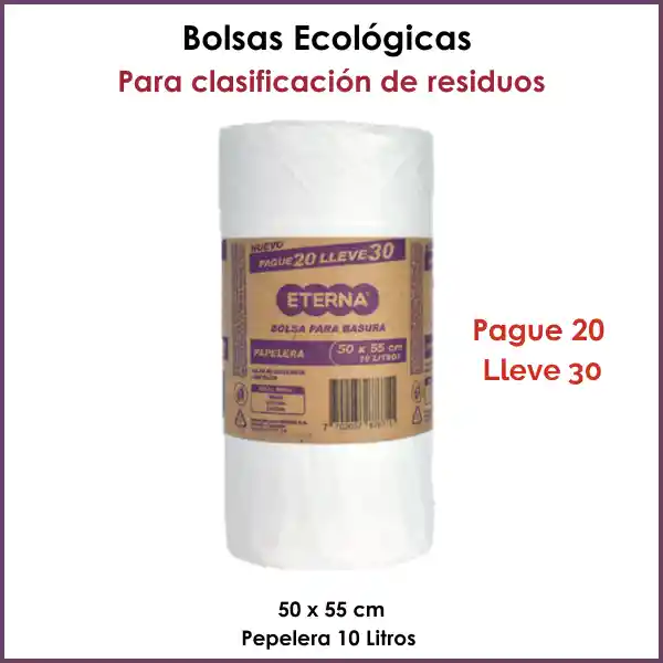 Bolsas Ecológicas Para Papelera De Basura (50x55cm) Pague 20 Lleve 30