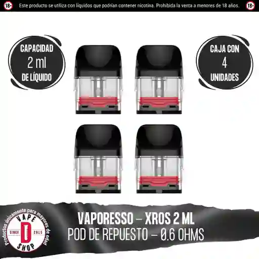 Caja Pod De Respuesto Xros - 0.6 Ohms / 4 Und. 2ml- Vaporesso