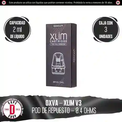 Caja Pod De Respuesto Xlim V3 - 0.4 Ohms / 3 Und. - Oxva