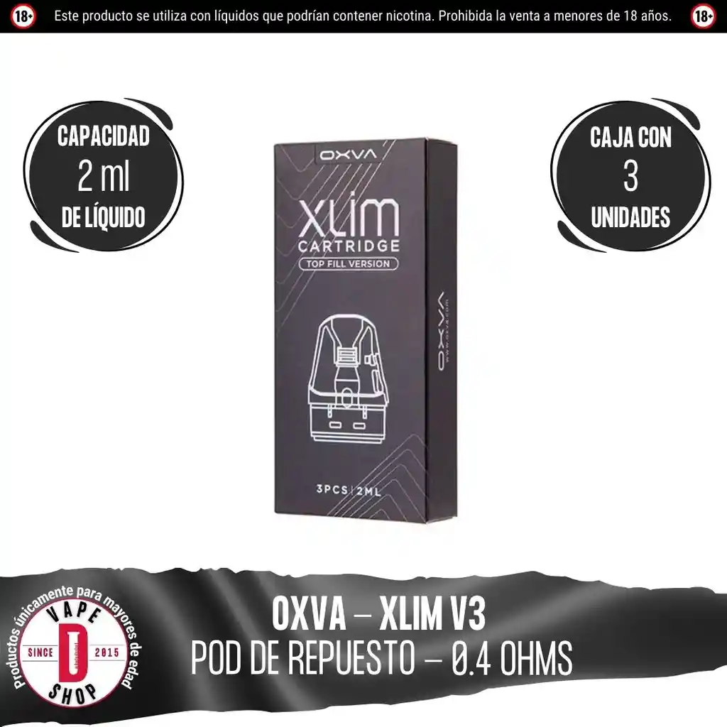 Caja Pod De Respuesto Xlim V3 - 0.4 Ohms / 3 Und. - Oxva