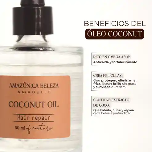 Óleo Capilar De Reparación Amazônica Beleza Coconut Oil Hair Repair 60ml