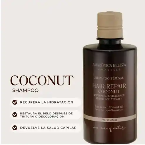 Shampoo De Reparación Amazônica Beleza Hair Repair Coconut 300ml