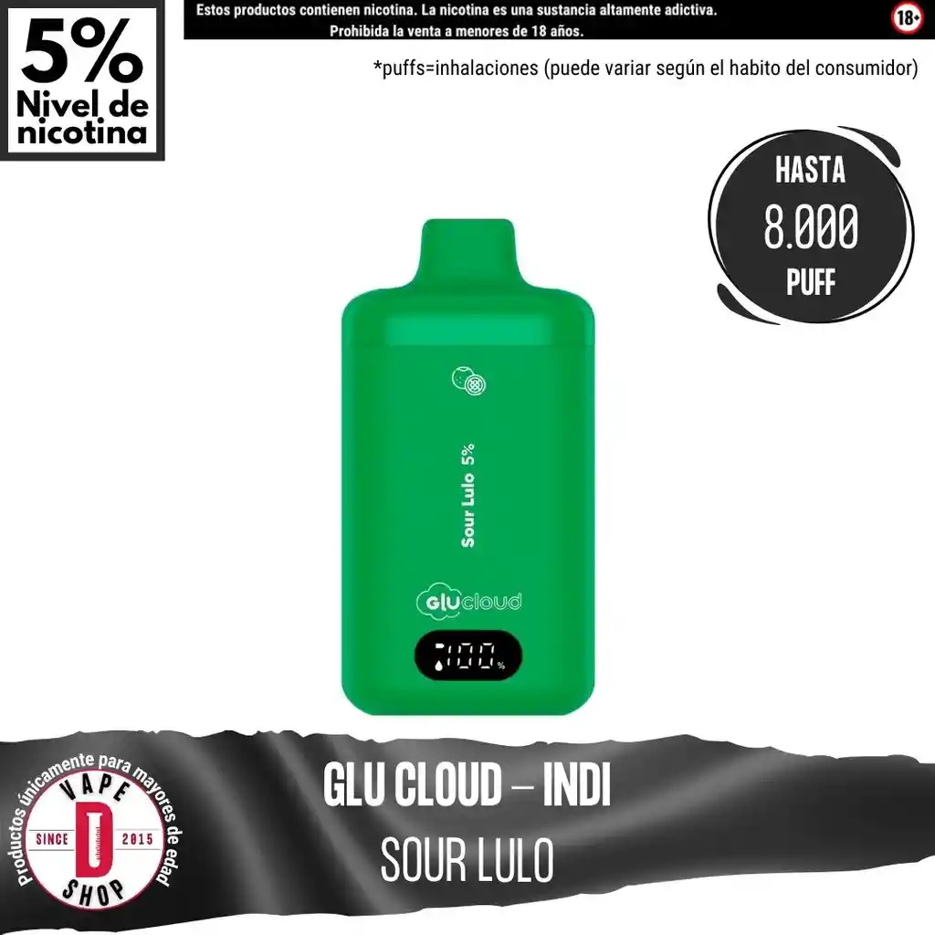 Glucloud Vape Sour Lulo Indi / 8000 Puff