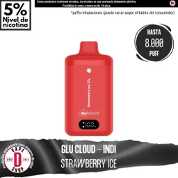 Glucloud Vape Strawberry Ice Indi / 8000 Puff