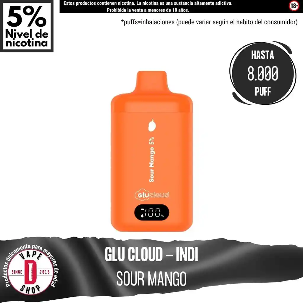 Glucloud Vape Sour Mango Indi / 8000 Puff