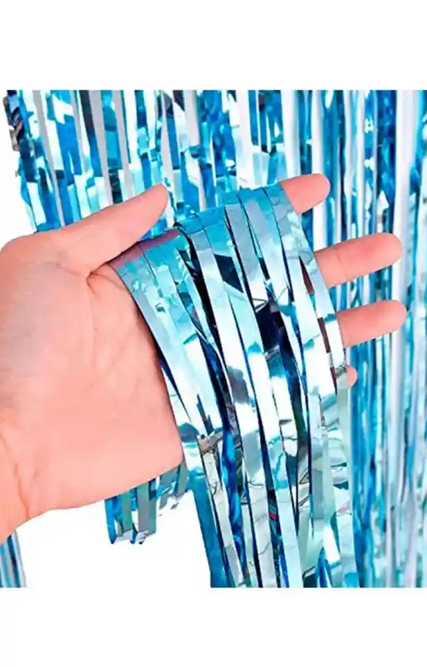 Cortina Metalizada Azul Claro