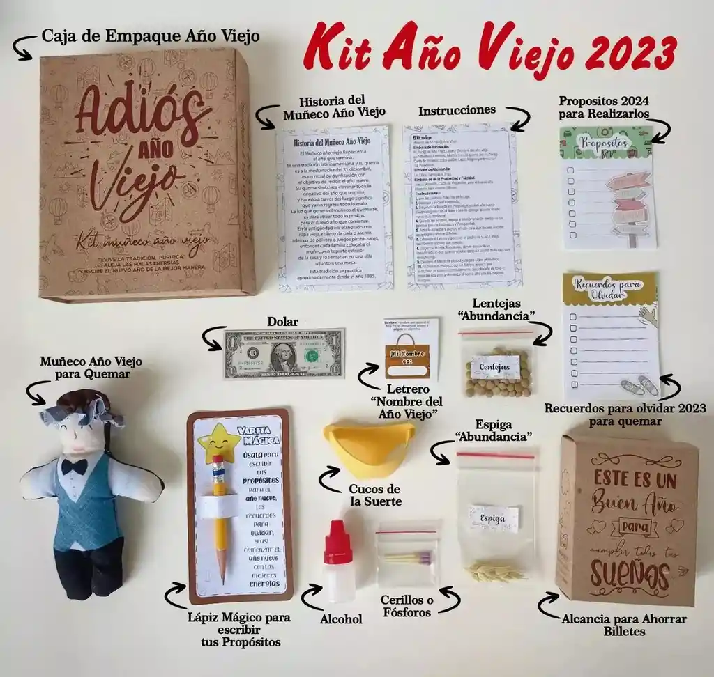 Kit Año Viejo Muñeco Fin De Año Caja Ritual