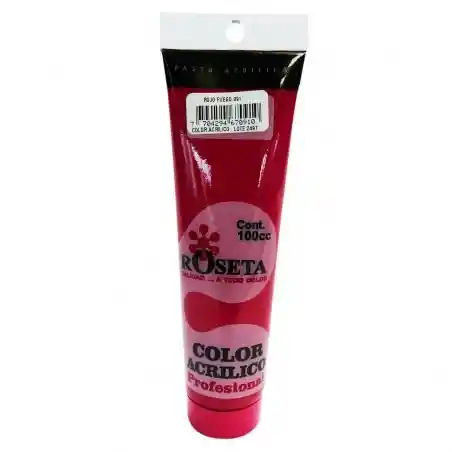 Pintura Acrilica Roseta Color Rojo Fuego-091 X Unidad Tubo De 45cc Pinturas Acr