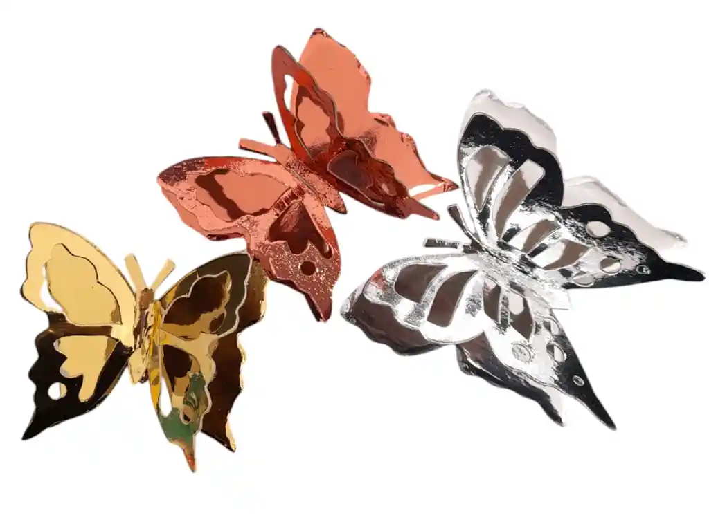 Adorno Mariposas De Papel Para Decoración De Fiestas X2 Und Plateada