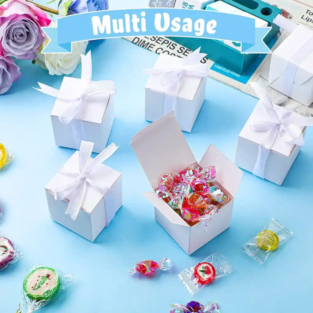 Mini Empaques Mini Cajas De Regalo Dulces X 50 U Con Cinta Fiestas