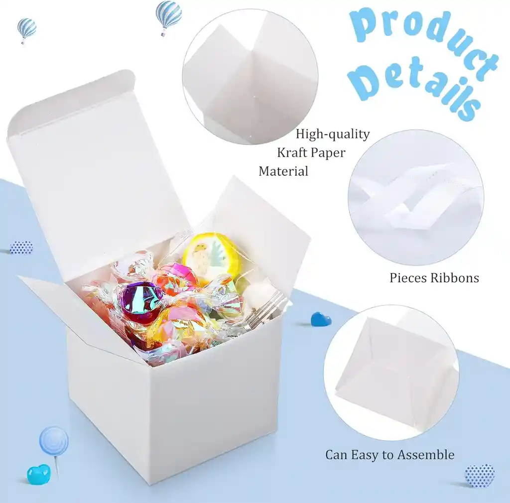 Mini Empaques Mini Cajas De Regalo Dulces X 50 U Con Cinta Fiestas