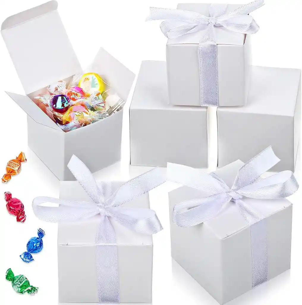 Mini Empaques Mini Cajas De Regalo Dulces X 50 U Con Cinta Fiestas