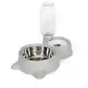 Plato Doble Acero Inoxidable Para Gato Con Dispensador De Agua