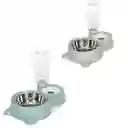 Plato Doble Acero Inoxidable Para Gato Con Dispensador De Agua