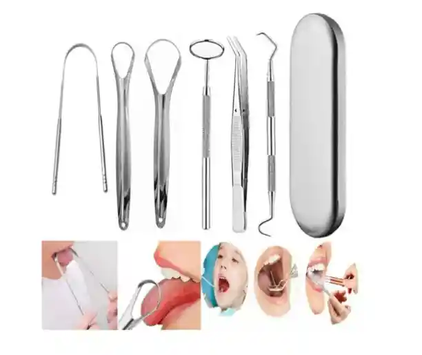 Kit Dental Limpieza Oral En Acero Set De 6 Accesorios