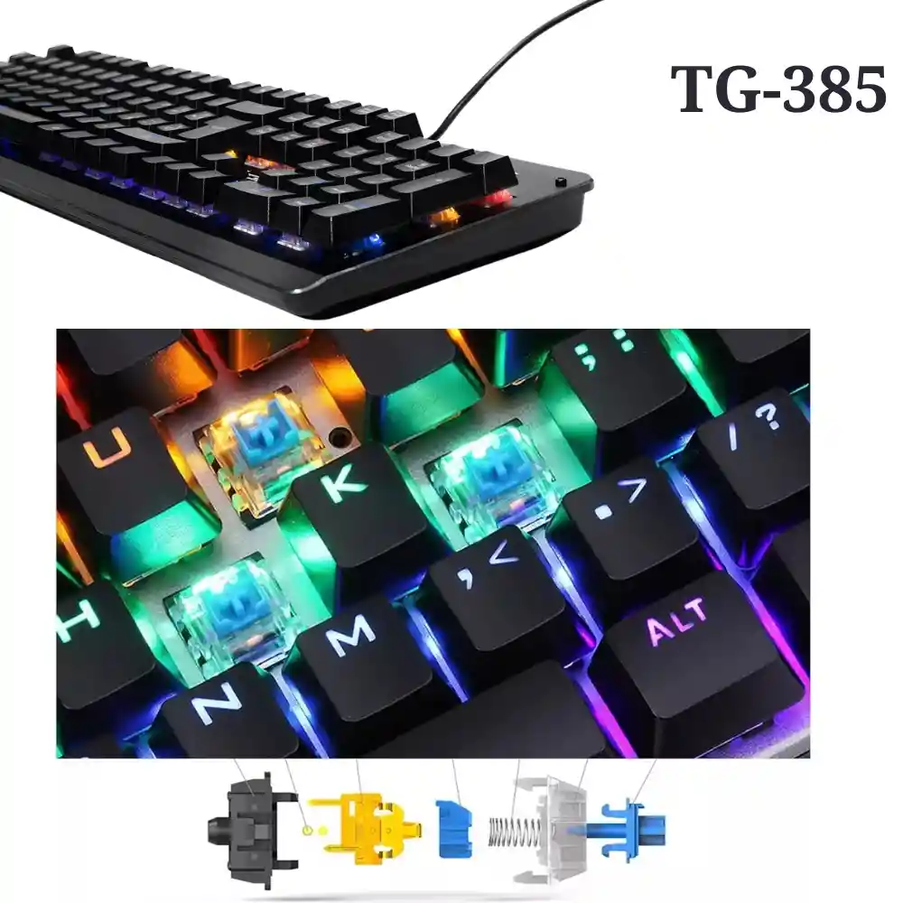 Teclado Mecanico Linx Alambrico Tg-385 Iluminado Rgb Usb Gaming Keyboard