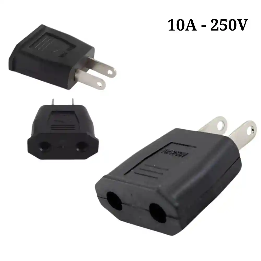 Adaptador Corriente Redondo A Plano Europeo Negro Osblack