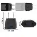 Adaptador Corriente Redondo A Plano Europeo Negro Osblack
