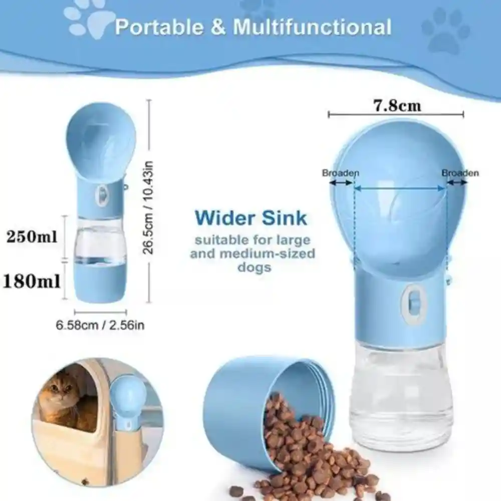 Dispensador De Agua Y Alimento De Viaje Para Perros