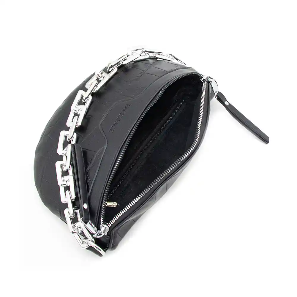 Bandolera Y Riñonera Efecto Croco Con Cadena Frontal