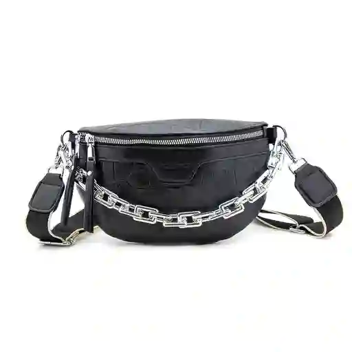 Bandolera Y Riñonera Efecto Croco Con Cadena Frontal