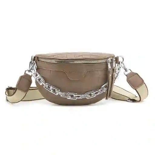 Bandolera Y Riñonera Efecto Croco Con Cadena Frontal