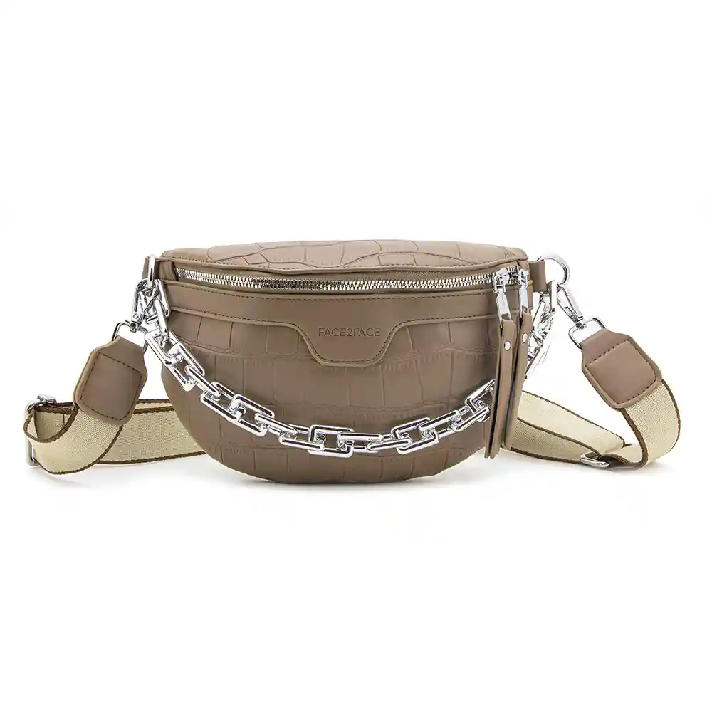Bandolera Y Riñonera Efecto Croco Con Cadena Frontal