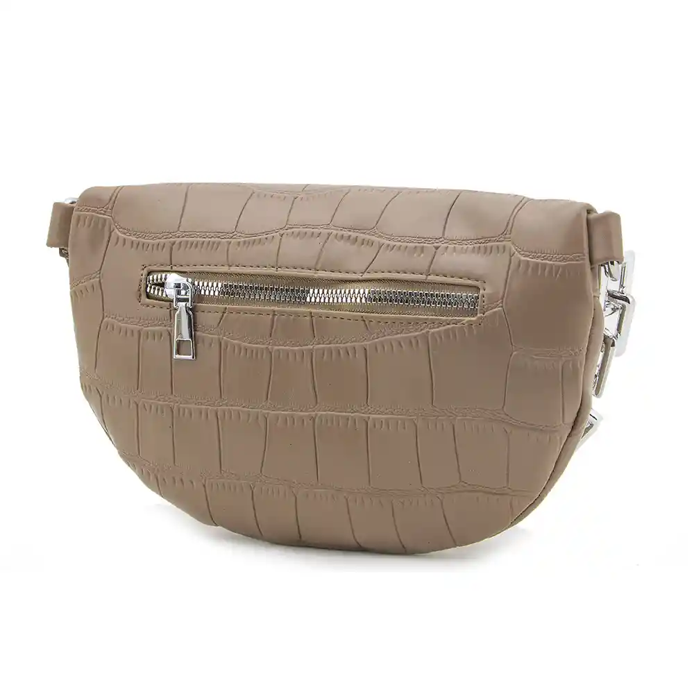 Bandolera Y Riñonera Efecto Croco Con Cadena Frontal