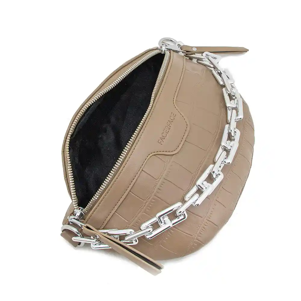 Bandolera Y Riñonera Efecto Croco Con Cadena Frontal